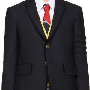 Thom Browne Wool Frayed Armband Blazer